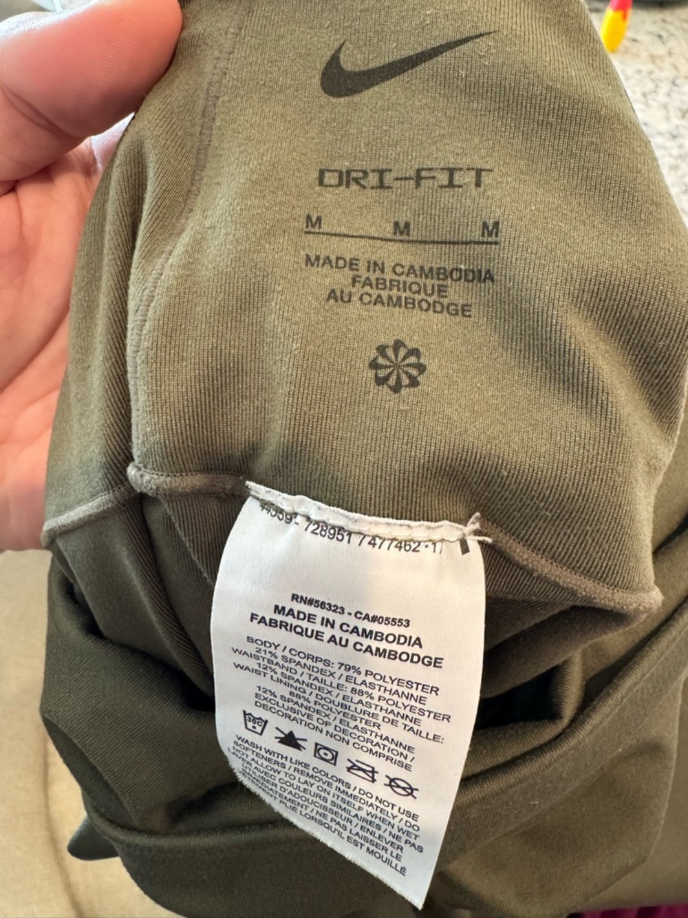 Nike One Luxe Maternity Leggings - Olive Green M - Picture 3 of 4